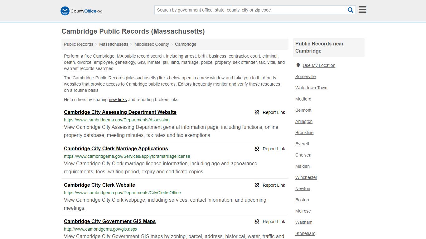 Public Records - Cambridge, MA (Business, Criminal, GIS, Property ...