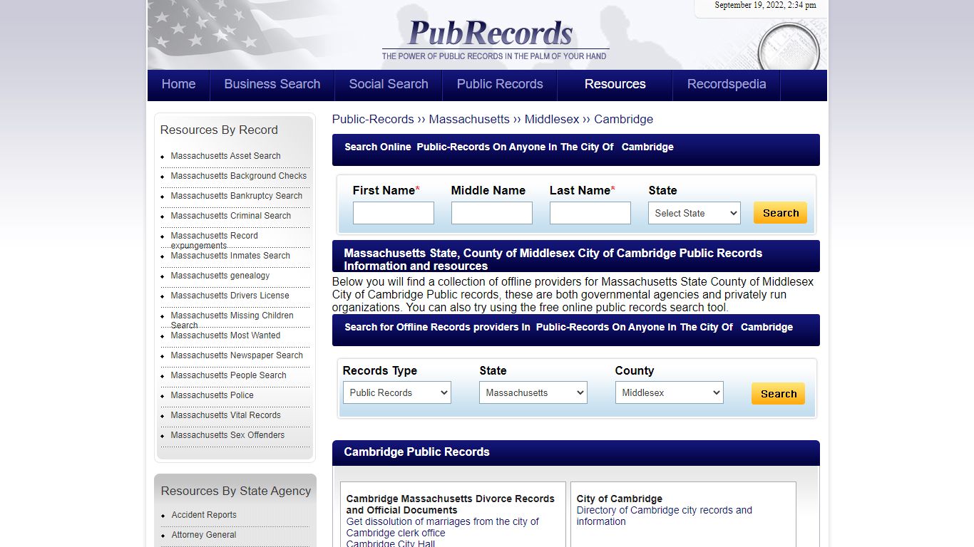 Cambridge, Middlesex County, Massachusetts Public Records